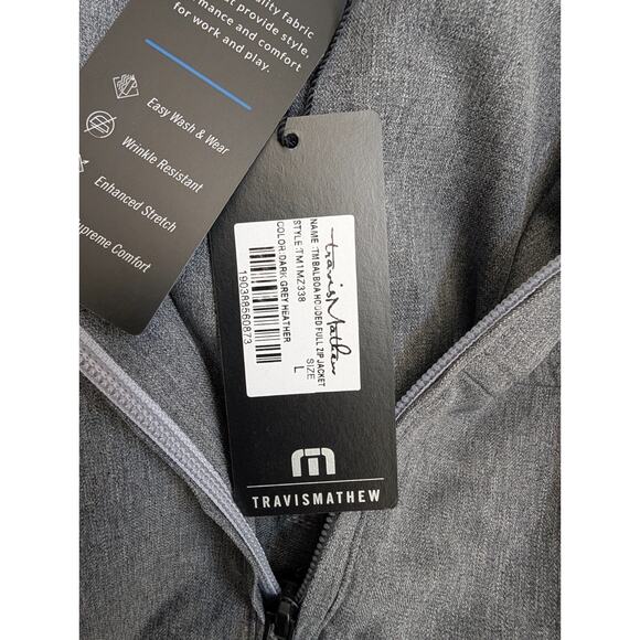 Travis Mathew MasterCraft Jacket Mens Large Dark Gray Balboa Hooded Full Zipper - Picture 3 of 4